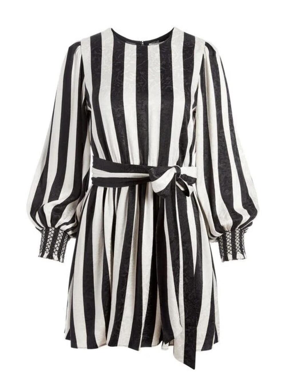 NWT Alice & Olivia Estefana Empire Striped Black Floral Dress Silky S8 Party